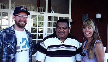 Joe, Pedro and Penny arriving at the resort entrance for week 3.