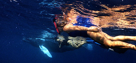 Joan & Judit with baby whale